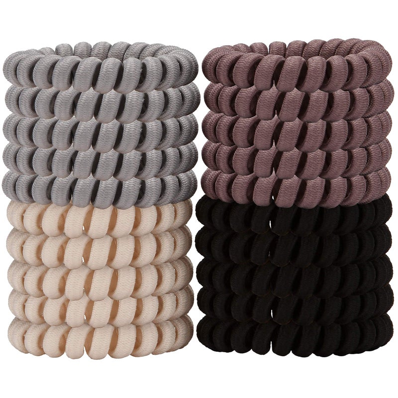 LONEEDY 20 Pack Spiral Hair Ties, Ponytail holder Coil Hair Ties, Phone-Cord Traceless Hair Rings cloth - Image 1